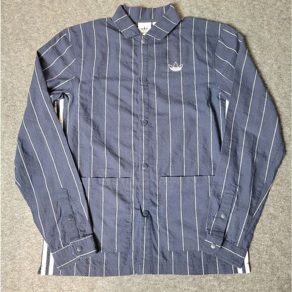 adidas Other - Adidas Originals Pinstripe Seersucker Mens Size S Blue Gray Long Sleeve Shirt